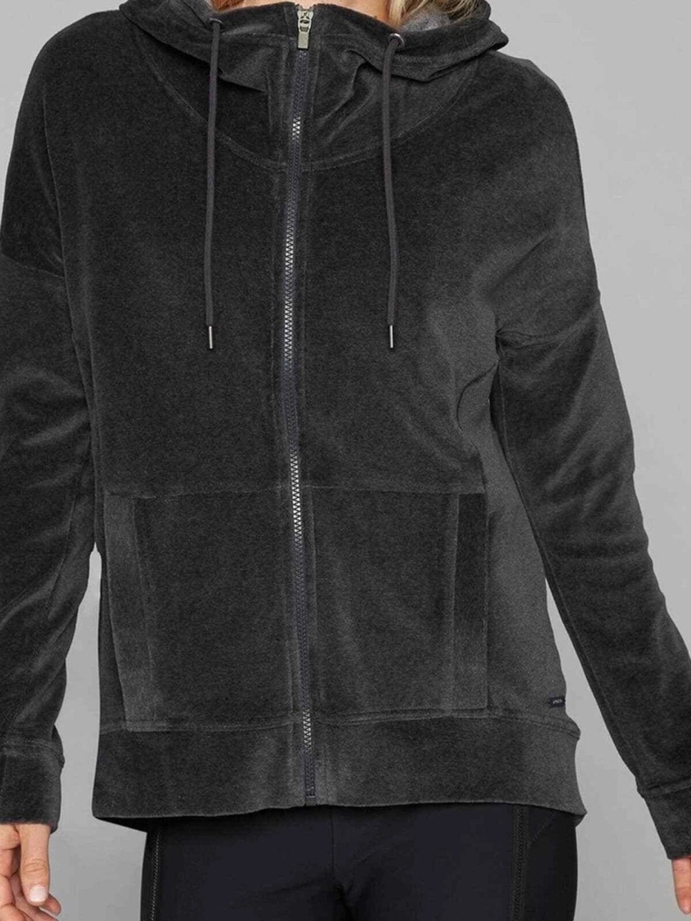 Athleta Charcol Gray Velour Zipup Hoodie